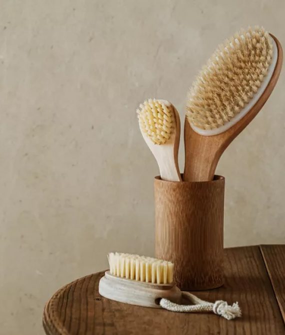 Cepillo Corporal Madera Bambú Natural Curveado Ecológico